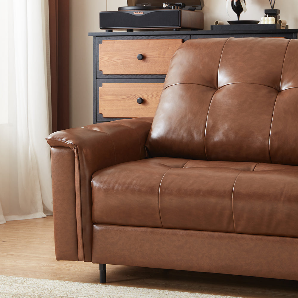 81.1'' Modern Faux Leather Sofa Bed with Pull-Out Mattress Convertible Sleeper Sofa