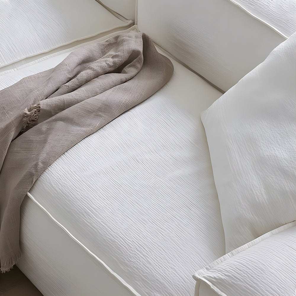 Modern Modular Sectional Sofa Removable Washable Cover Cream Upholstery Minimalist Low Profile Design