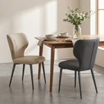 Load image into Gallery viewer, Modern Upholstered Dining Chair Minimalist Curved Back Soft Seat Accent Chair with Metal Legs

