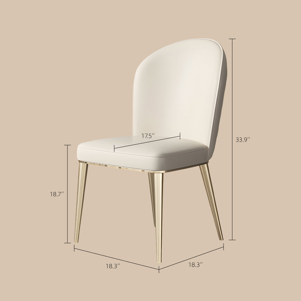 Set of 2 Luxurious White Dining Chairs with Gold Legs Modern Quilted Design for Stylish Home Décor