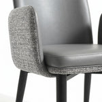 Load image into Gallery viewer, Modern Gray Upholstered Dining Chair with Armrests and Black Legs 1 Piece
