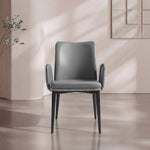 Load image into Gallery viewer, Modern Gray Upholstered Dining Chair with Armrests and Black Legs 1 Piece
