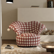 Curved Wingback Jester Style Swivel Chair with Soft Textile Upholstery