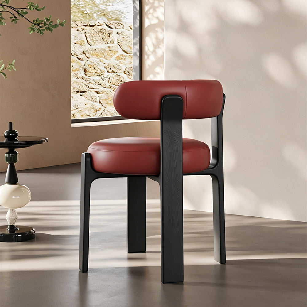 Set of 2 Modern Sculptural Dining Chair Upholstered Seat Minimalist Accent Chair with Metal Frame