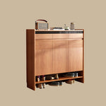 Load image into Gallery viewer, Modern Wood Shoe Cabinet with Doors Natural Entryway Storage Organizer with Open Shelf
