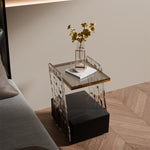 Load image into Gallery viewer, Modern Sculptural Nightstand Bedside Table with Scratch Resistant Leather &amp; Smart Sensor Lighting
