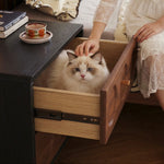 Load image into Gallery viewer, Mid Century Modern Walnut Nightstand with Geometric Drawer Design
