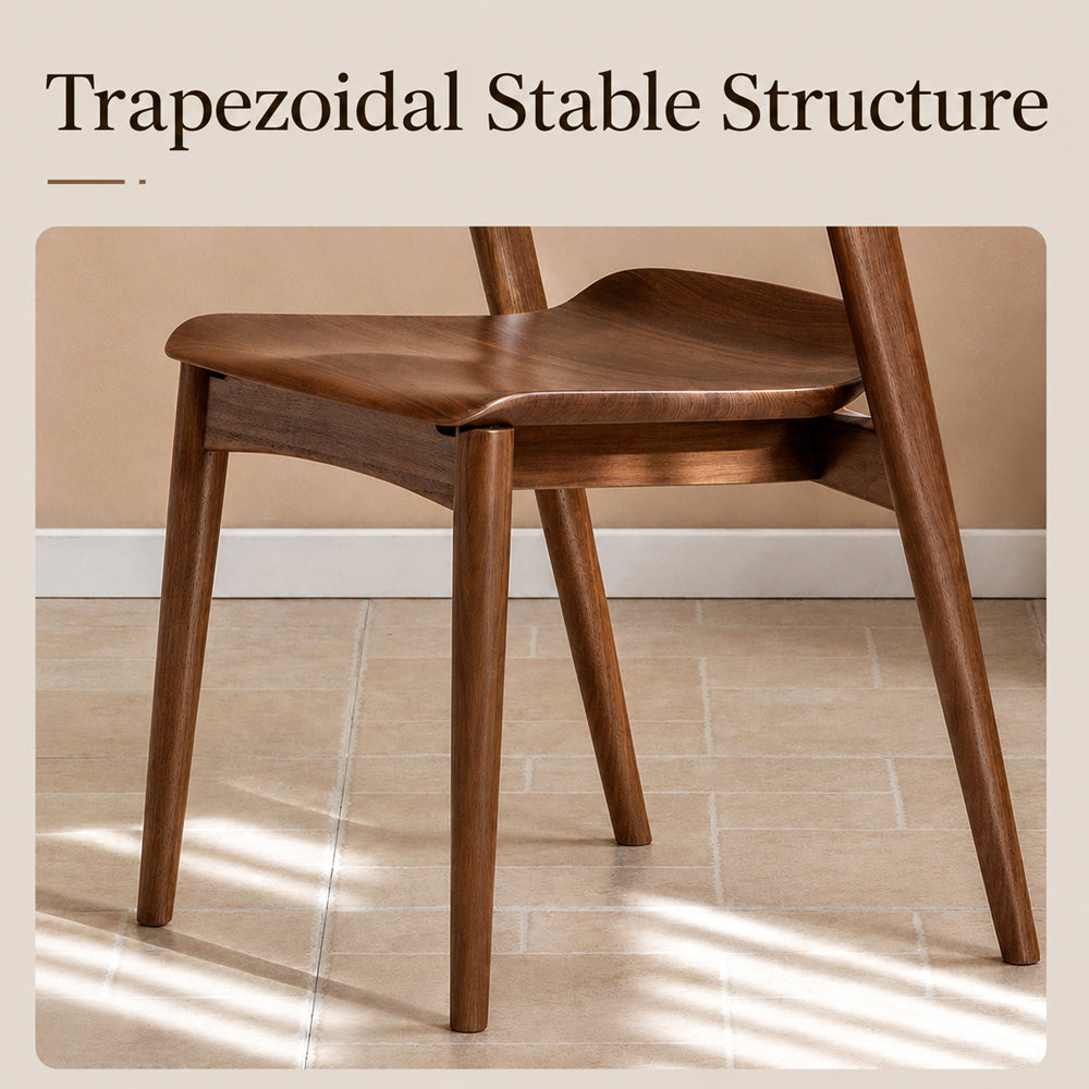 Mid-Century Solid Wood Dining Chair with Curved Armrests 1 Piece