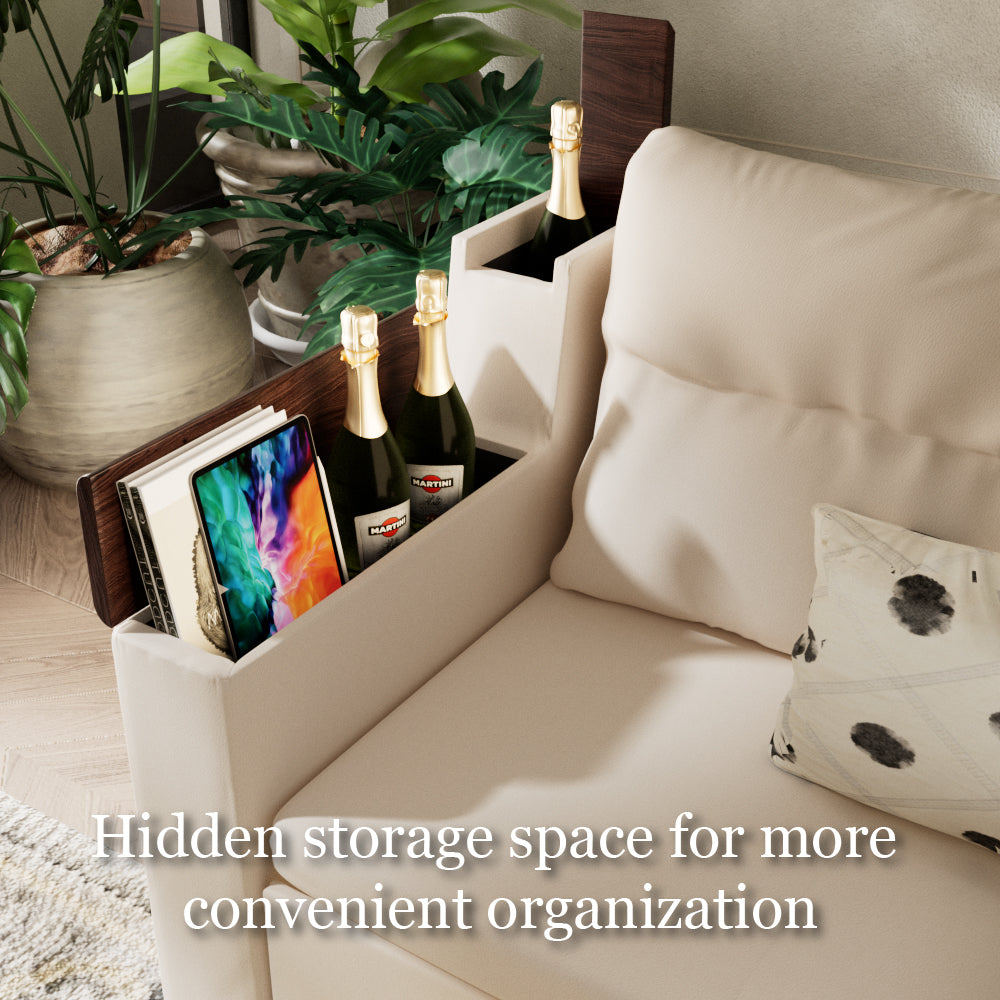83'' 3-Seater Pull-Out Sleeper Sofa with Storage & USB Port