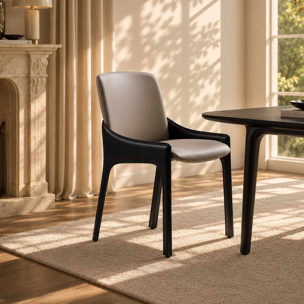 Ergonomic Padded PU Leather Minimalist Armrest Dining Room Chair 1 Piece