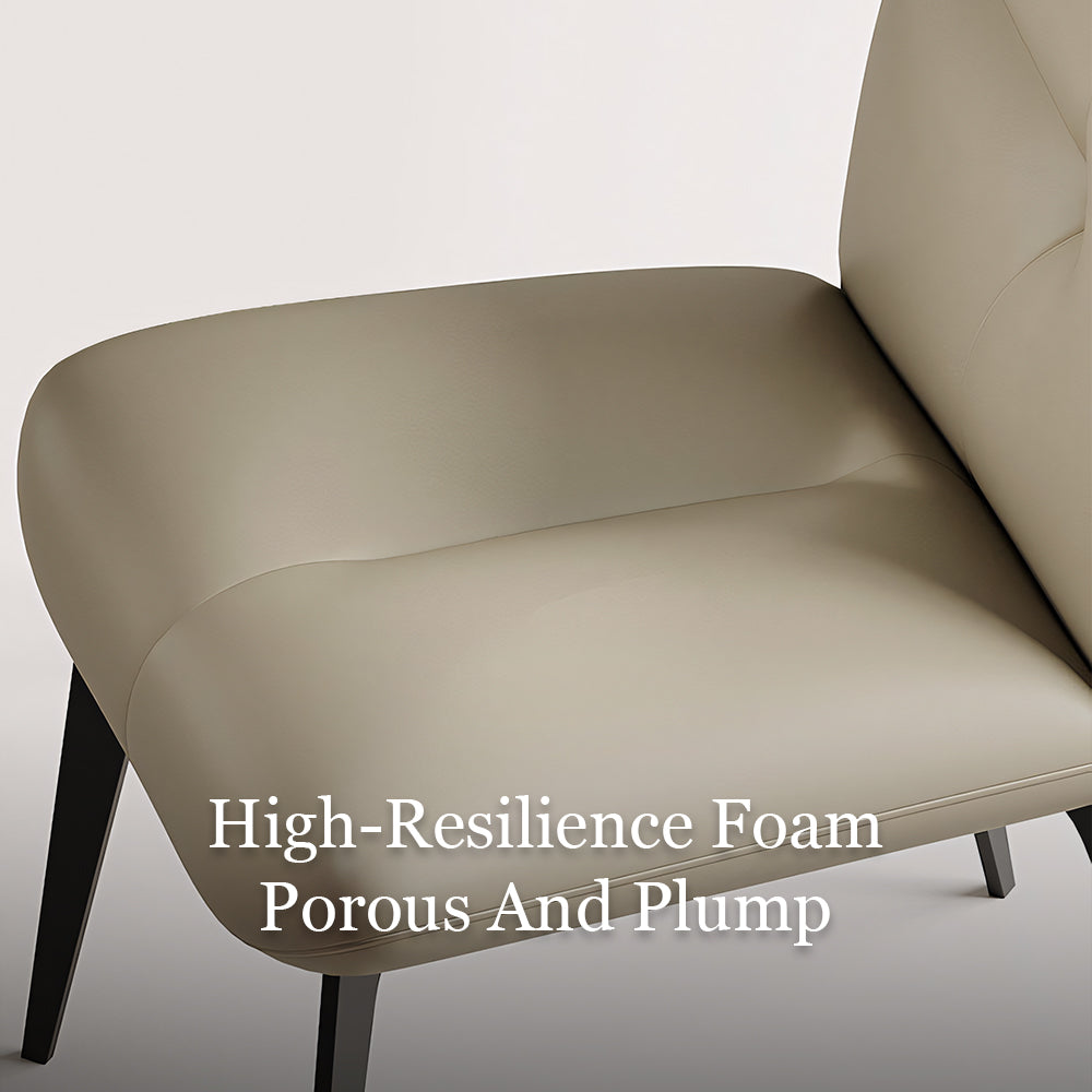 Modern Curved Leather Dining Chair 1-Piece Upholstered Accent Chair