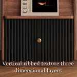 Load image into Gallery viewer, Modern Walnut Nightstand with Fluted Cabinet Door and Open Storage Shelf
