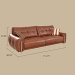 Load image into Gallery viewer, Modern Genuine Leather Sofa Warm Brown Upholstered Couch Three Seater Living Room Sofa with Wide Seat and Clean Lines
