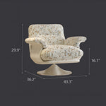 Load image into Gallery viewer, Modern Swivel Lounge Chair with Speckled Jacquard Upholstery Curved Wood Frame and Stainless Steel Base
