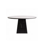 Load image into Gallery viewer, 47.2" Modern Round Dining Table with Sintered Stone Top and Geometric Pedestal Base
