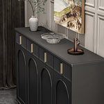 Load image into Gallery viewer, 55.1" Modern Luxury Shoe Cabinet with Arched Panel Doors &amp; Gold Accents Elegant Entryway Storage Sideboard
