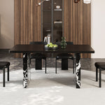 Load image into Gallery viewer, 54.6"/62.4" Modern Italian Dining Table Black Marble-Look Base &amp; Minimalist Luxury Design
