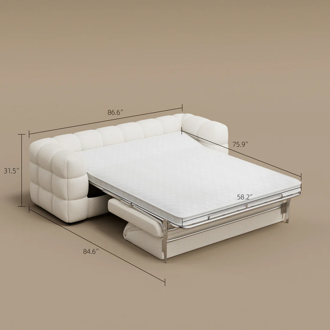 83.8" Elegant Convertible Sofa Bed Chic Design with 3.9" Thick Mattress Space-saving Sleeper Sofa