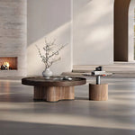 Load image into Gallery viewer, Modern Round Coffee Table Set with Sculptural Base &amp; Glass Accent Side Table Luxury Contemporary Living Room Furniture
