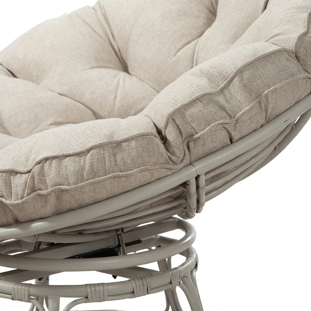 Round Papasan Lounge Chair with Plush Cushioned Seat