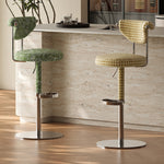 Load image into Gallery viewer, 1 Piece Modern Adjustable Bar Stool with Geometric Woven Velvet Upholstery and Stainless Steel Base
