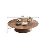 Load image into Gallery viewer, Modern Walnut Round Coffee Table with Pedestal Base Wood Grain Center Table
