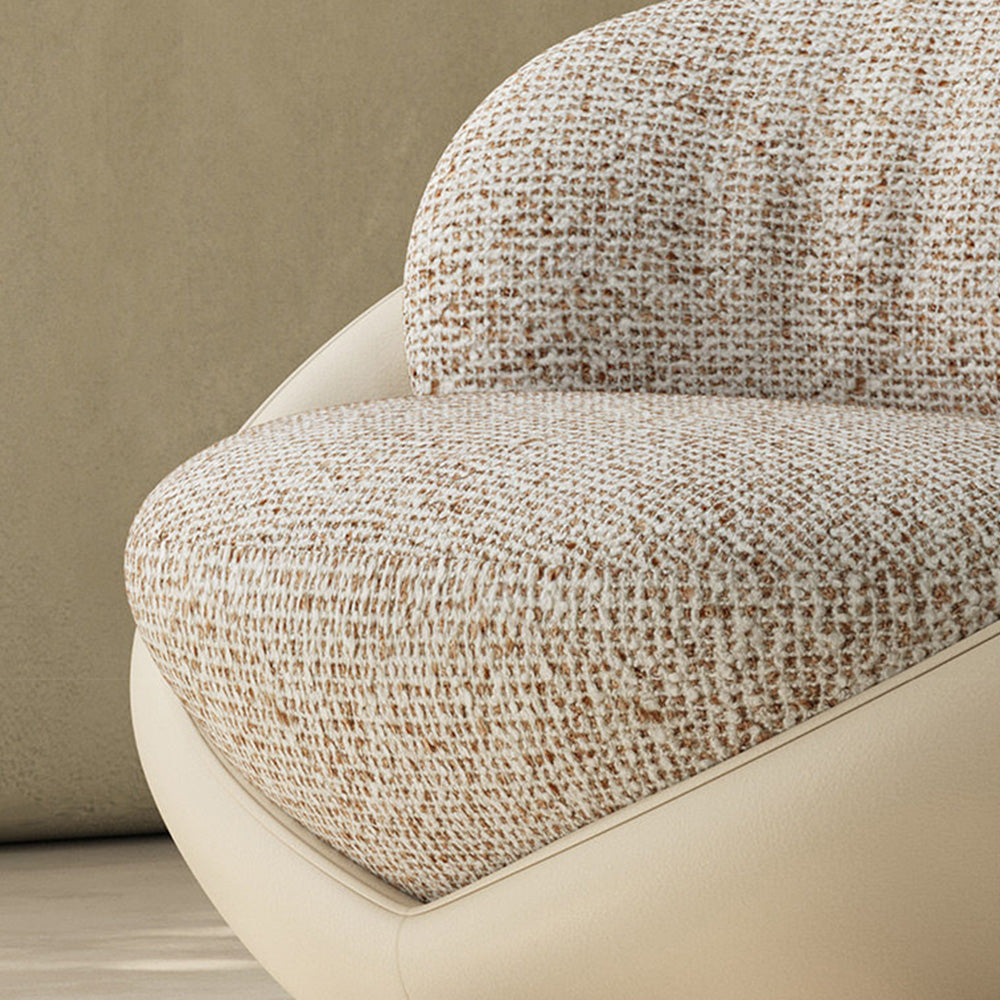 Modern Swivel Accent Chair Minimalist Bouclé Lounge Chair with Curved Upholstery