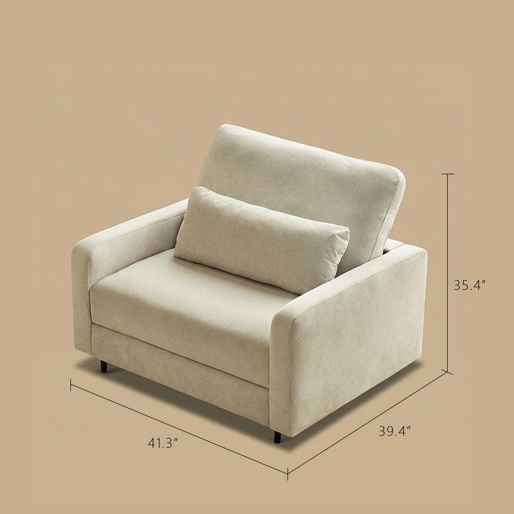 41.3'' Modern Single Sofa Bed with Mattress Fabric Pull Out Sleeper Chair Convertible Armchair with Metal Frame