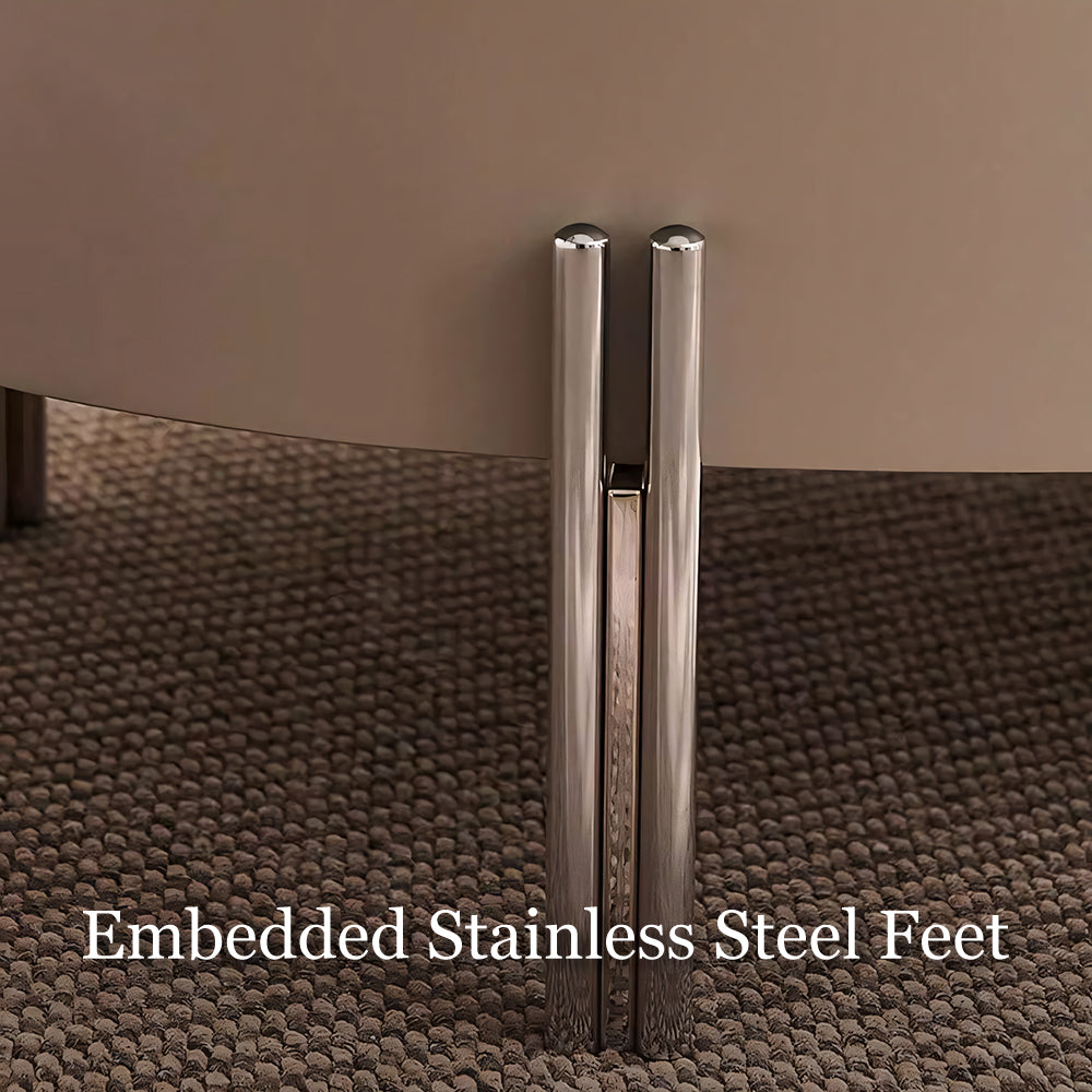 46.8'' Modern Lift-Top Coffee Table with Sintered Stone Top & Wood Base Sculptural Curved Design with Hidden Storage