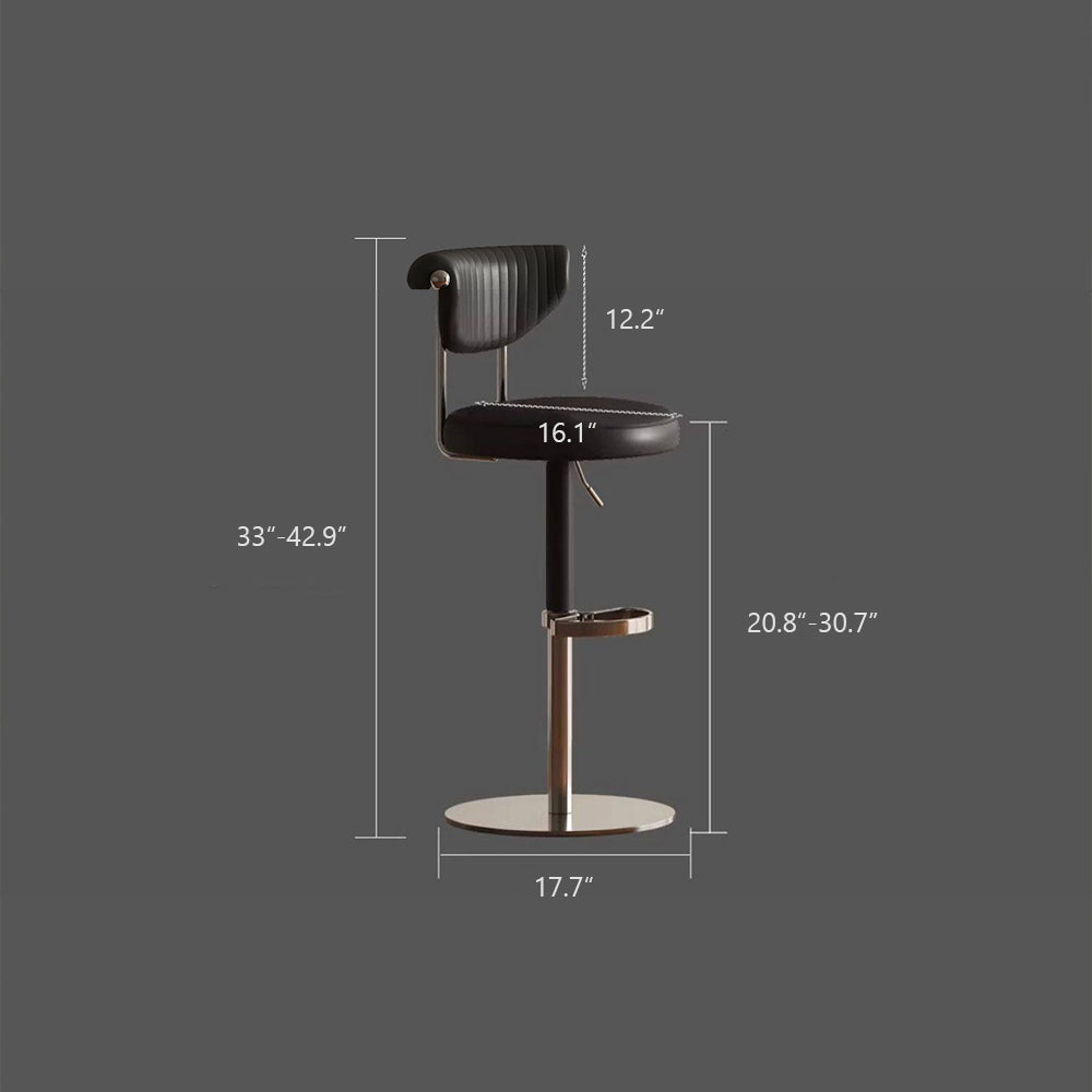 1 Piece Modern Adjustable Bar Stool with Geometric Woven Velvet Upholstery and Stainless Steel Base