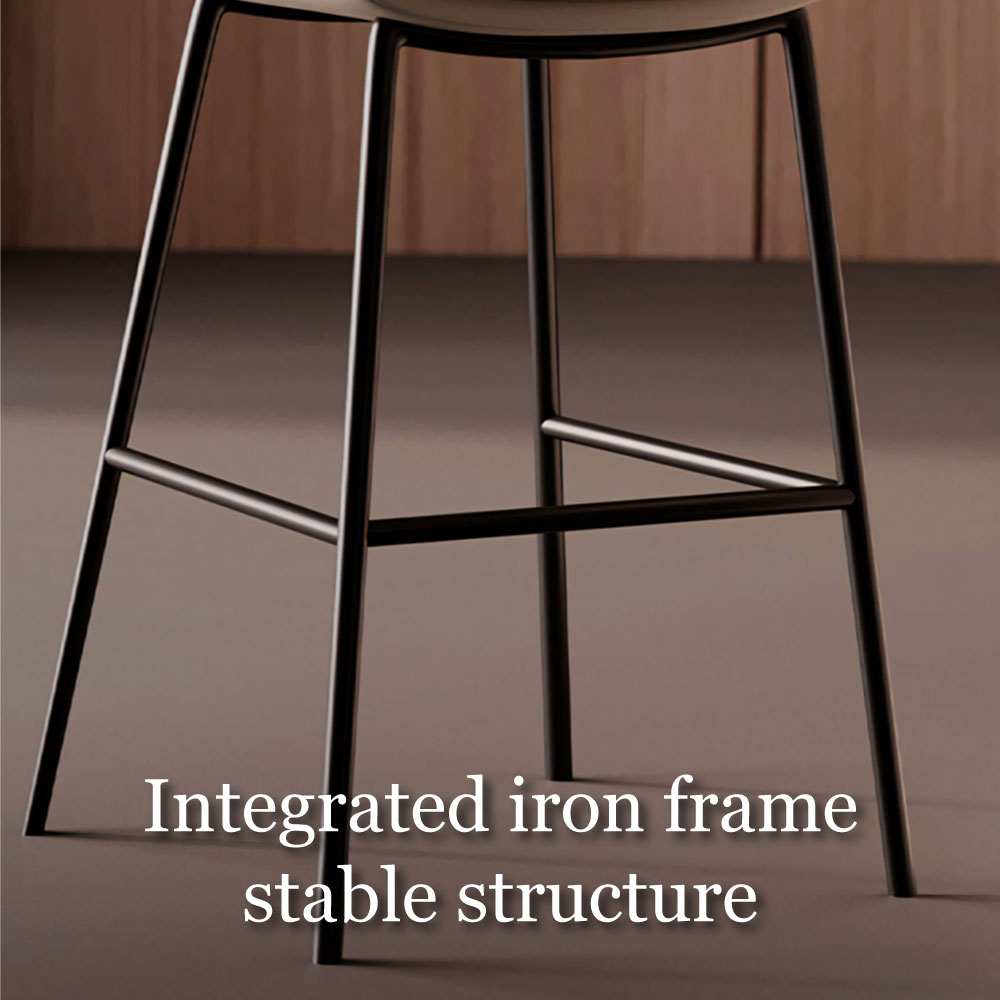 Modern Upholstered Bar Stool with Armrests PU Leather Counter Chair Metal Frame Kitchen Island Bar Chair 1 Piece