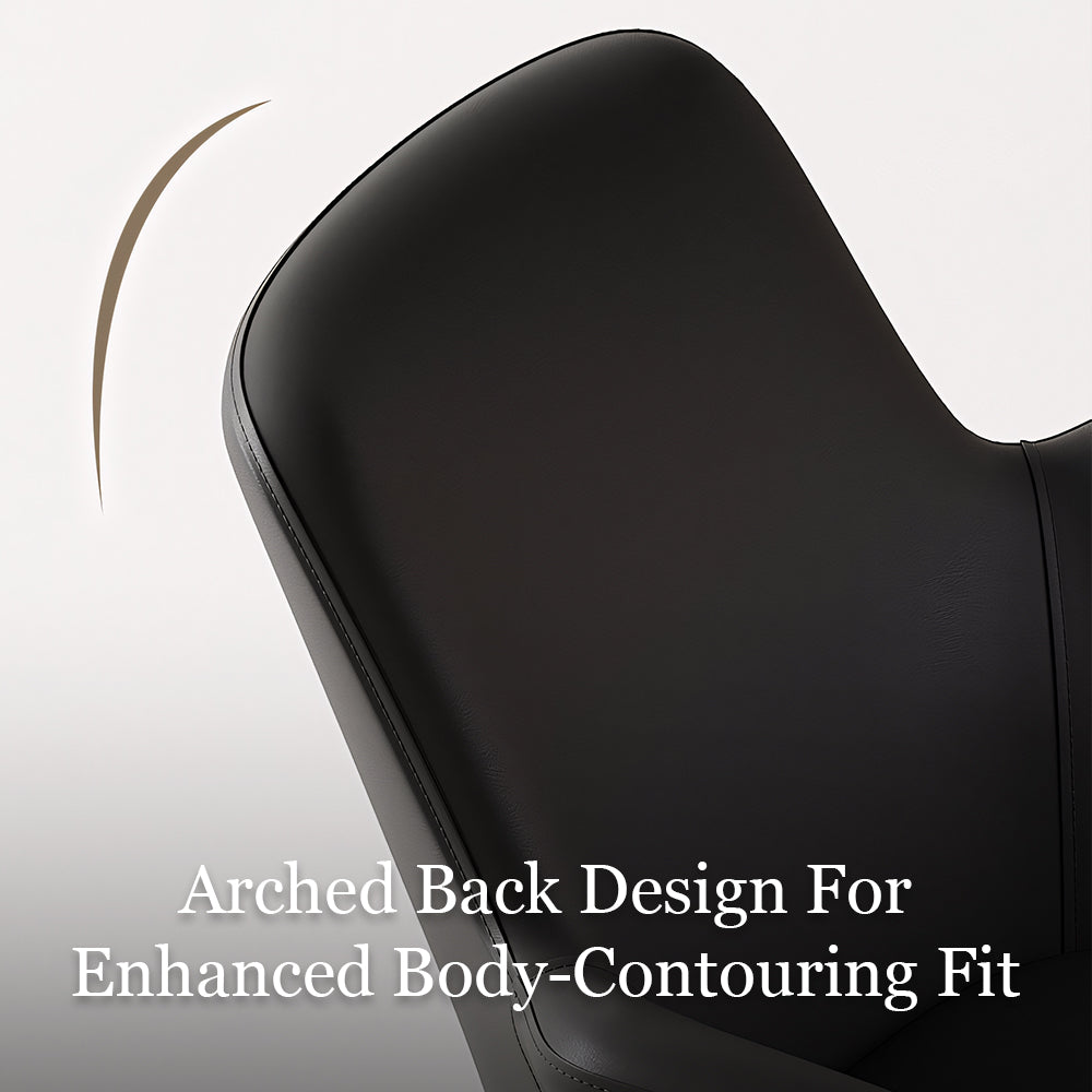 Modern Faux Leather Dining Chair with Curved Armrests and Metal Legs 1 Piece
