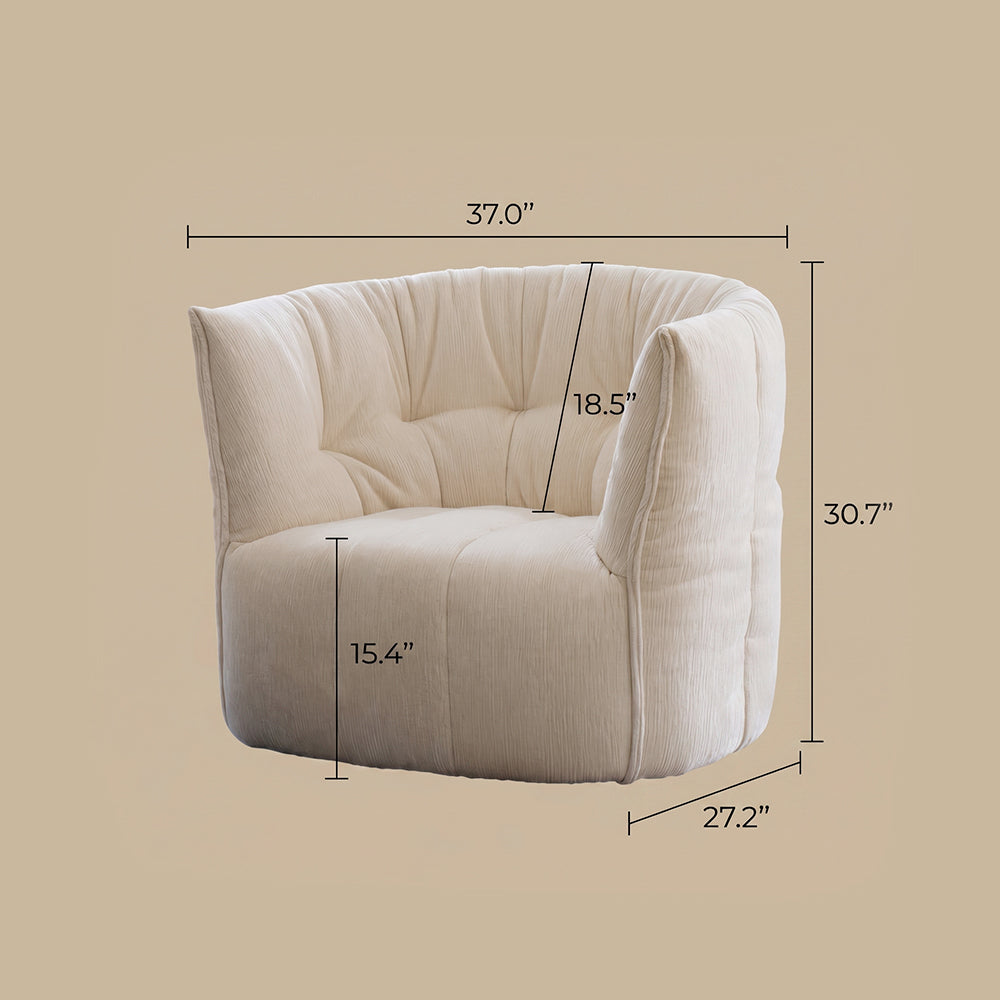 Modern Curved Lounge Chair Soft Upholstered Accent Chair Deep Seat Minimalist Armchair