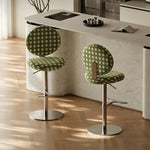 Load image into Gallery viewer, Modern Adjustable Swivel Bar Stool Green Polka Dot Upholstered Counter Chair 1 Piece
