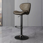 Load image into Gallery viewer, Modern Adjustable Swivel Bar Stool Brown Faux Leather Seat Black Metal Base Counter Height Bar Chair 1 Piece
