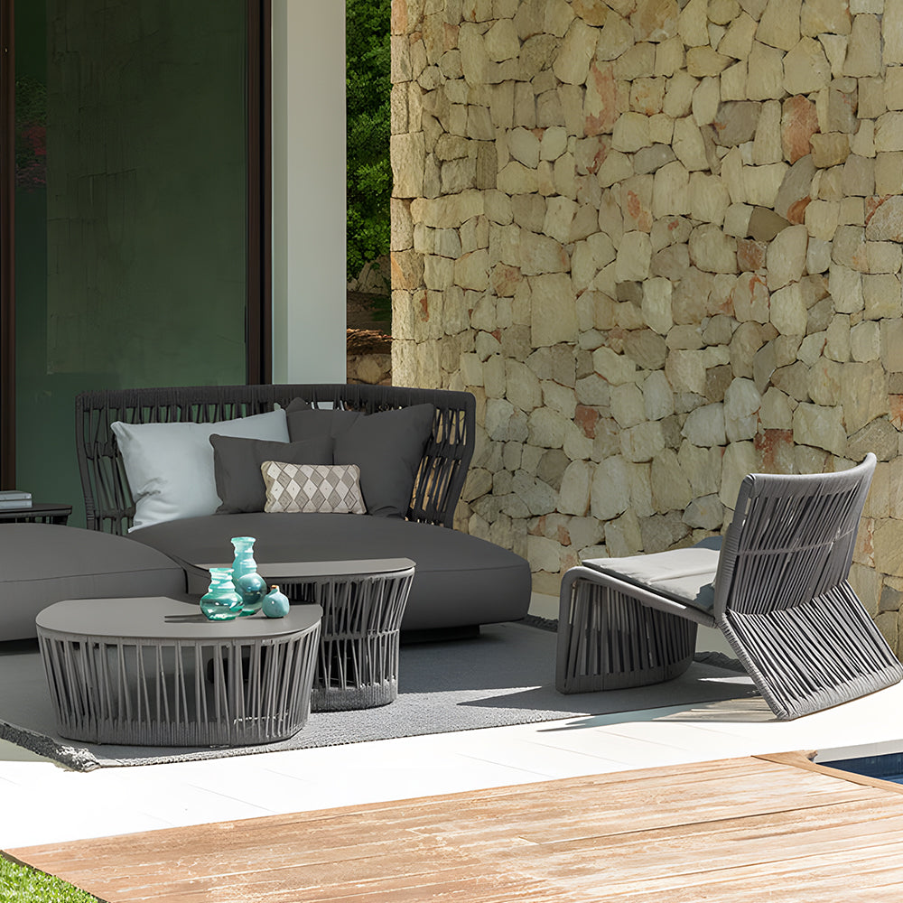 Boho Rattan Accent Chair with Cushioned Seat and Open-Weave Design