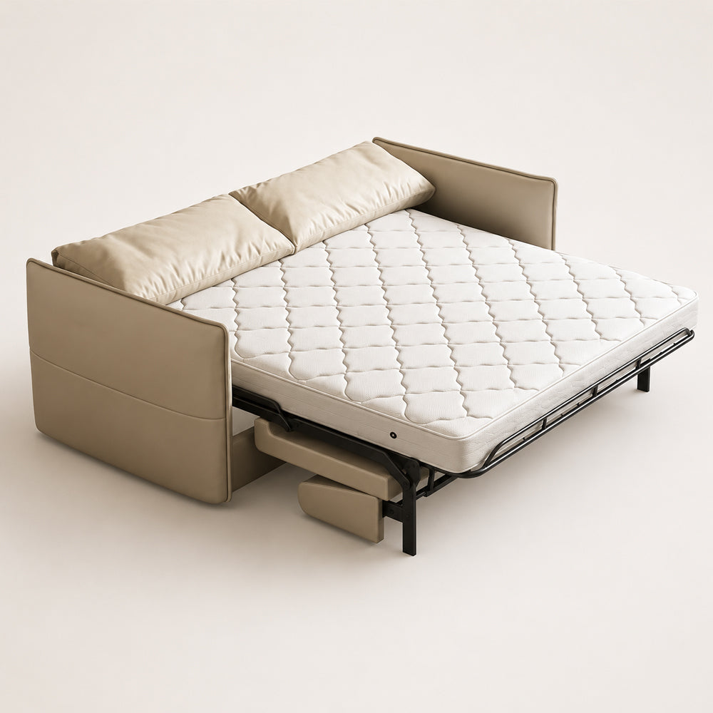 Ergonomic Scratch Resistant Faux Leather Convertible Sofa Bed