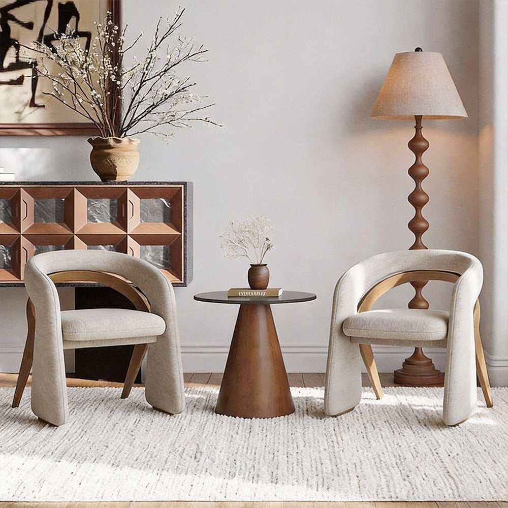 Modern Sculptural Accent Chair Upholstered Fabric with Solid Wood Frame Curved Artistic Design 1 Piece