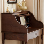 Load image into Gallery viewer, 39.3'' Modern Vintage Roll Top Vanity Desk Solid Wood Makeup Table with Storage and Drawer
