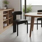 Load image into Gallery viewer, Modern Minimalist Sculptural Dining Chair Faux Leather Seat with Asymmetrical Geometric Backrest
