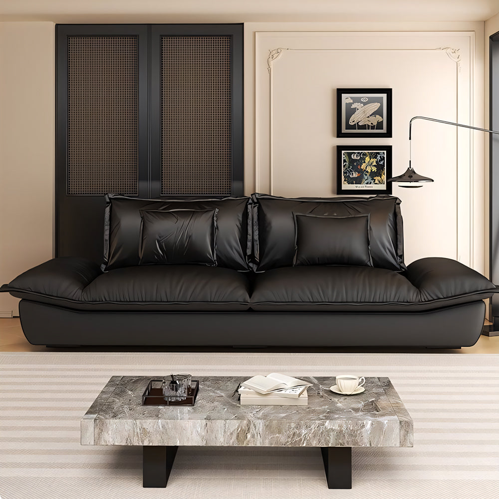 Modern Low-Profile Cat-Scratch Leather Sofa