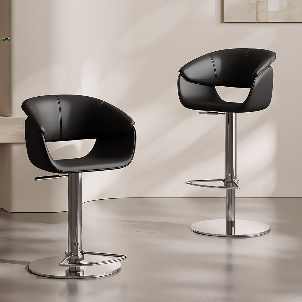 Modern Adjustable Swivel Bar Stool PU Leather Seat Gas Lift Height Adjustable Bar Chair with Chrome Base 1 Piece