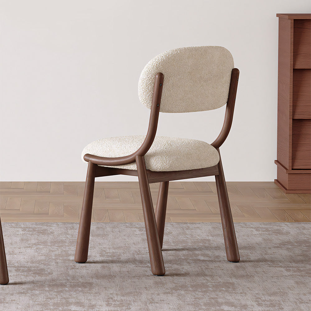 Set of 2 Modern Upholstered Dining Chair Solid Wood Frame Soft Boucle Seat Minimalist Comfort