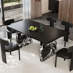 Load image into Gallery viewer, Modern Black Dining × Gray &amp; Gold Sideboard Minimalist Luxury Dining Room Bundle
