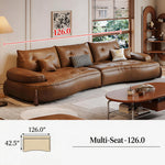 Load image into Gallery viewer, Modern Curved Leather Sofa Camel Upholstery Low Profile Contemporary Lounge Design
