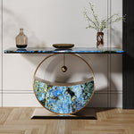 Load image into Gallery viewer, Luxurious Blue &amp; Gold Console Table with Elegant Circular Base
