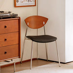 Load image into Gallery viewer, Modern Dining Chair with Stainless Steel Legs Faux Leather Upholstered Seat Ergonomic Wood Backrest for Dining Room
