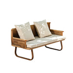 Load image into Gallery viewer, 55.1" Outdoor PE Rattan Loveseat with Cushioned Seat and Pillow Backrest
