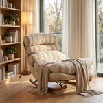 Load image into Gallery viewer, Modern Striped Rocking Lounge Chair with Plush Cushion and Solid Wood Rockers
