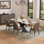 Load image into Gallery viewer, Modern Luxe Dining Suite Elegant White Extendable Table &amp; Gray-Gold Sideboard Set
